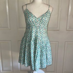 NWT Lulu’s Blue And Pink Floral V Neck Fit And Flare Mini Sundress
